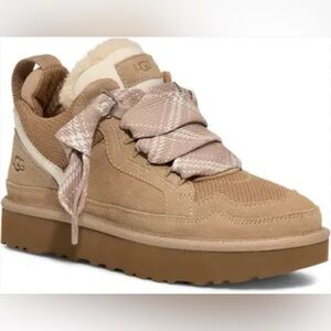 UGG kids Chestnut Suede Ribbon-Lace Platform Sneaker